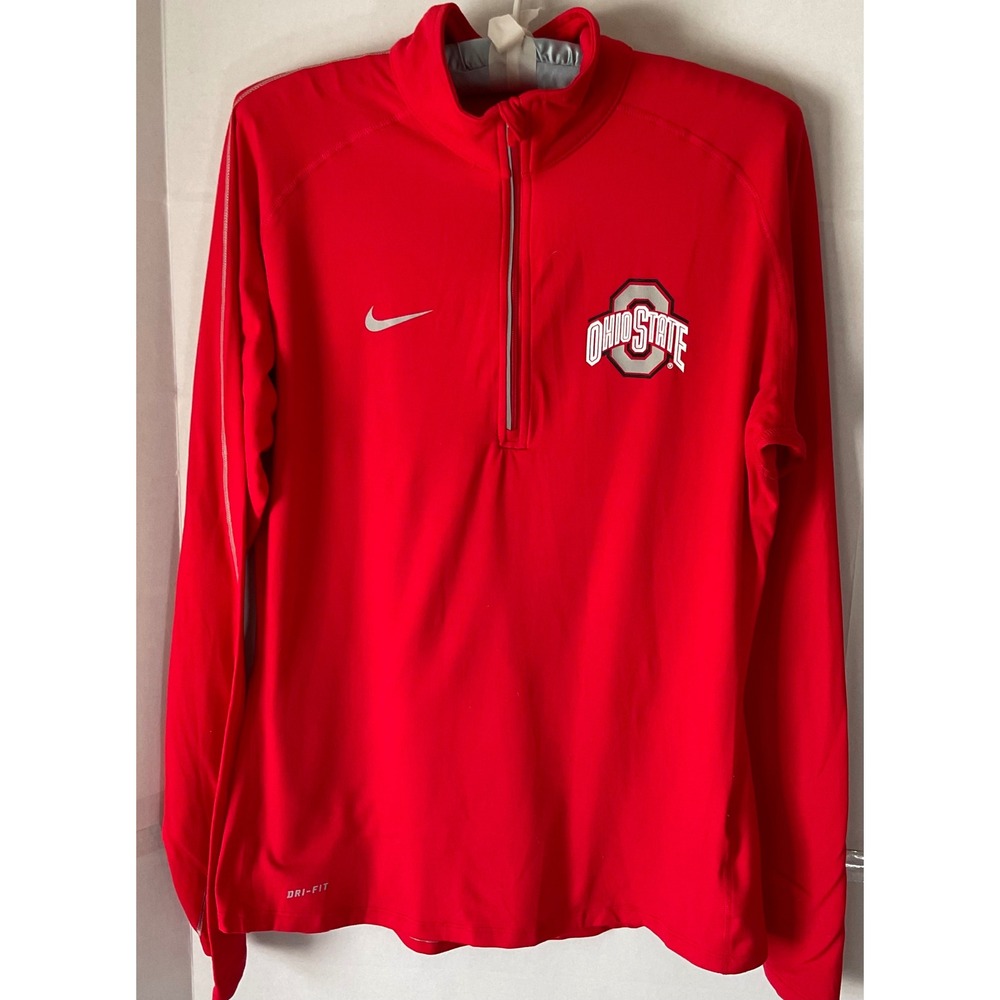 Nike Ohio State Buckeyes Womens Dri-FIT Quarter Zip Pullover Red Large NCAA OSU